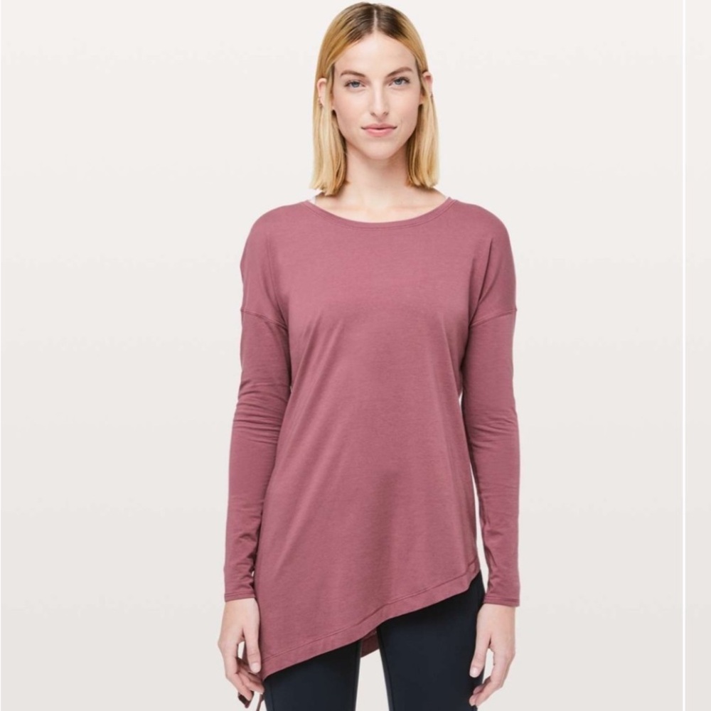 Lululemon To The Point Long Sleeve Loose Fit Misty Merlot Dusty Rose sz 4 EUC